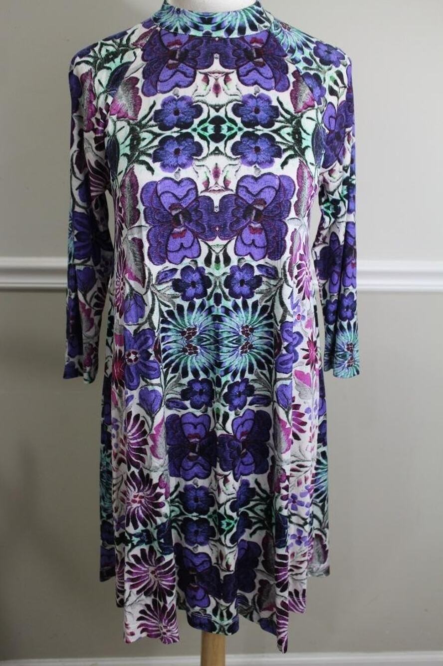 Free People purple floral complementary turtleneck tunic dress size XS (dr100